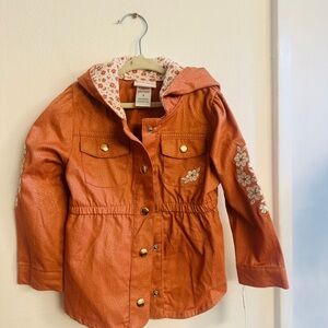 Little Lass Orange Floral Kids Raincoat